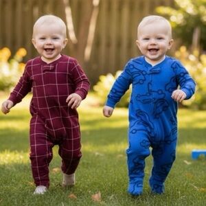 Carter’s -Cozy Kids Pajama Footies Set - Blue Cars & Red Plaid